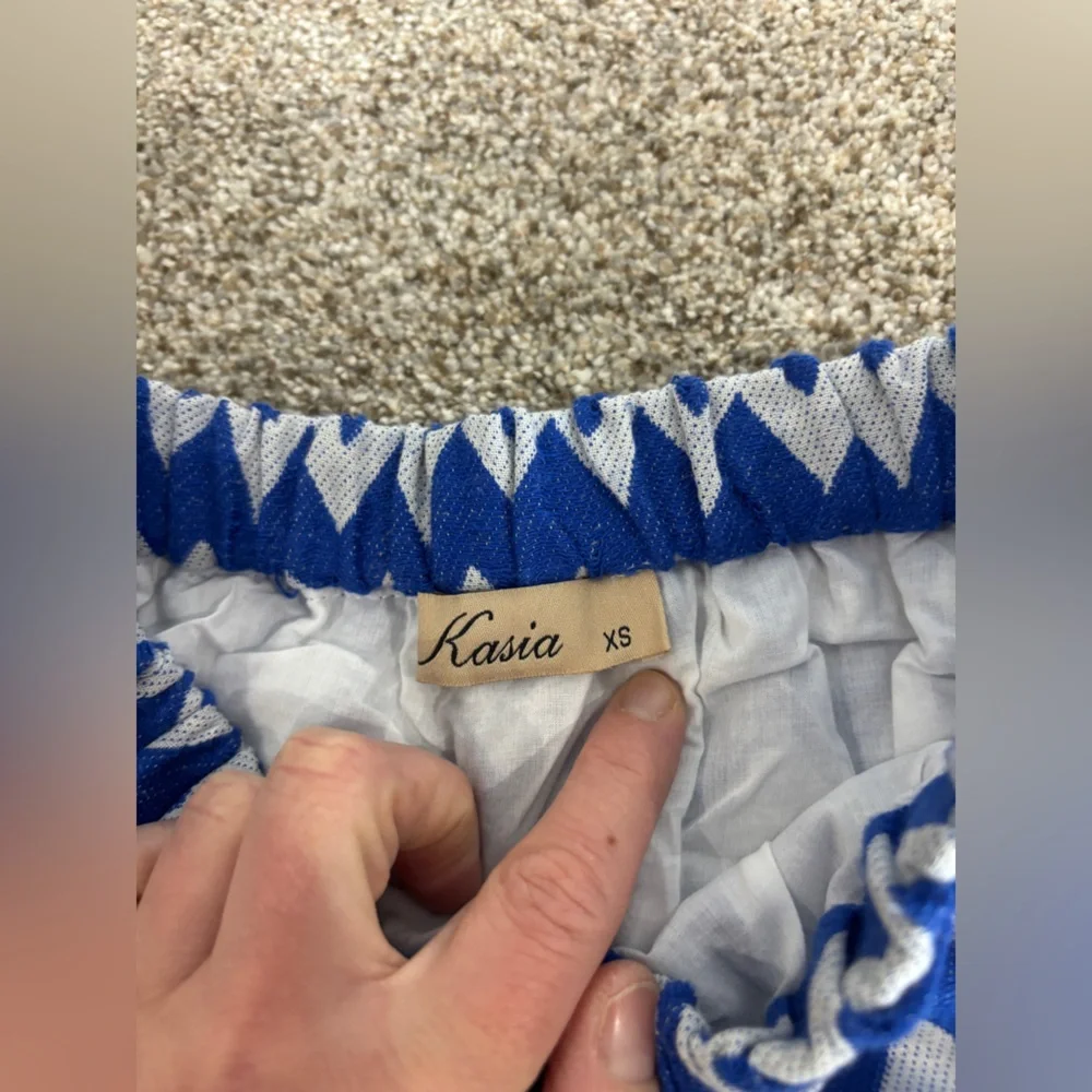 Anthropologie Kasia Size XS Womens Cream & Blue Eros Tiered Maxi Skirt - Picture 10 of 13